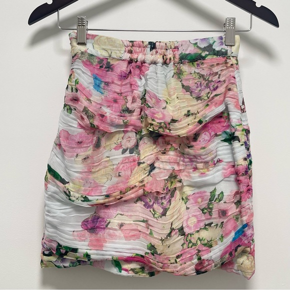 Rococo Sand Mist Pleated Chiffon Powder Blue Pink Mini Skirt Size X-Small - Picture 6 of 13